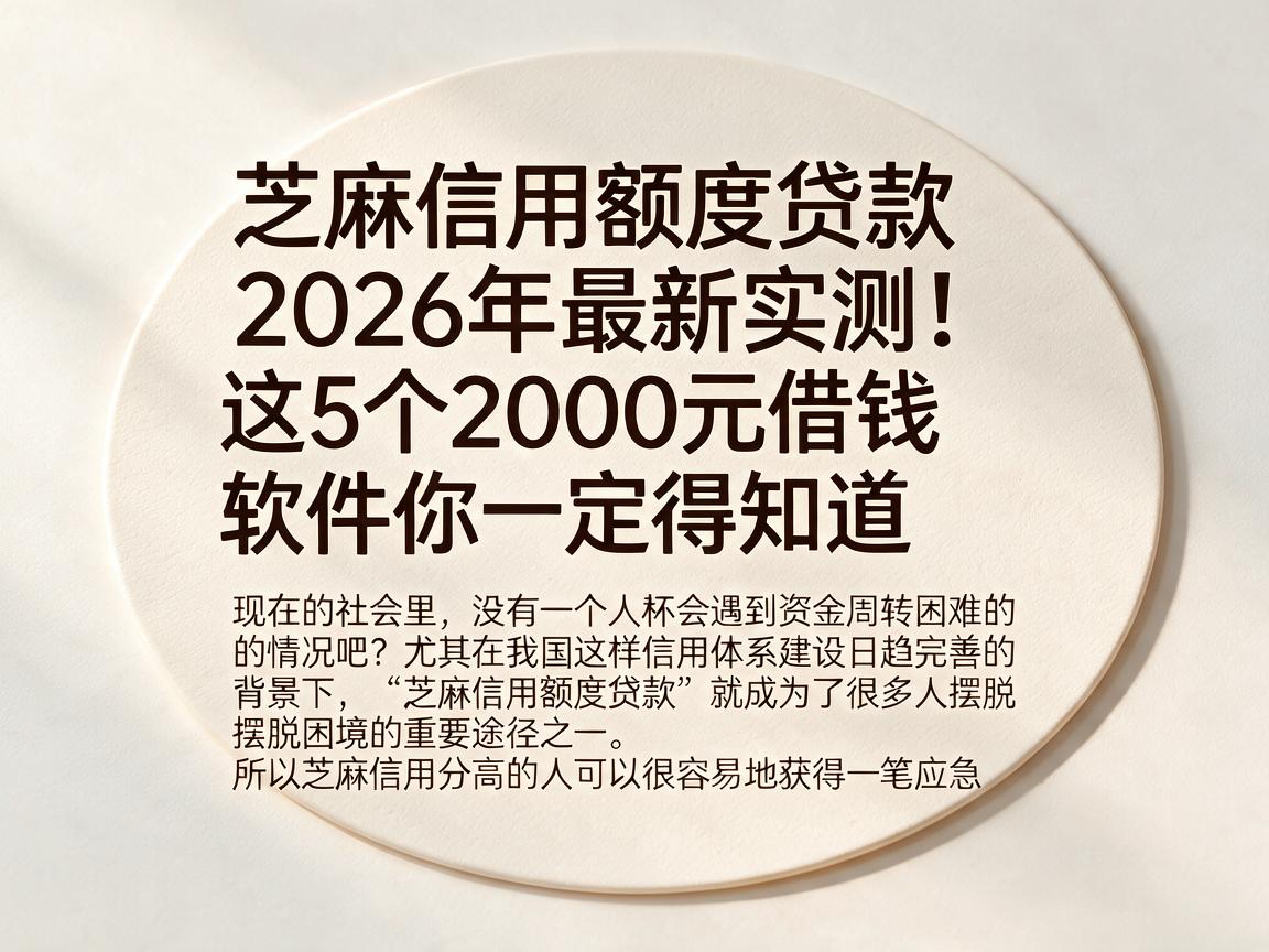 芝麻信用额度贷款2026年最新实测!这5个2000元借钱软件你一定得知道