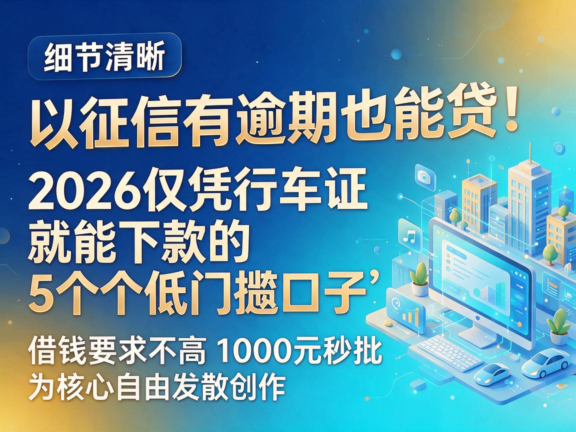 征信有逾期也能贷！2026仅凭行车证就能下款的5个低门槛口子，借钱要求不高1000元秒批
