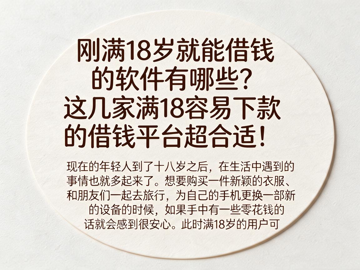 刚满18岁就能借钱的软件有哪些？这几家满18容易下款的借钱平台超合适！