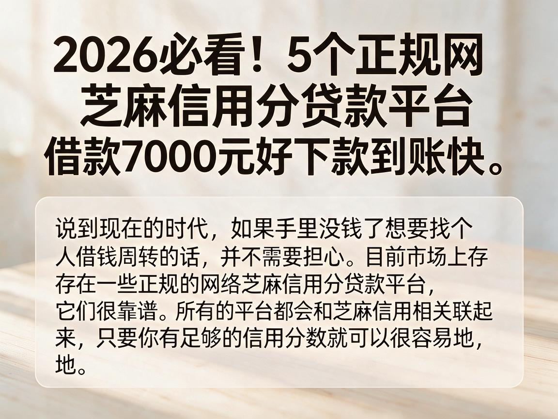 2026必看！5个正规网芝麻信用分贷款平台，借款7000元好下款到账快