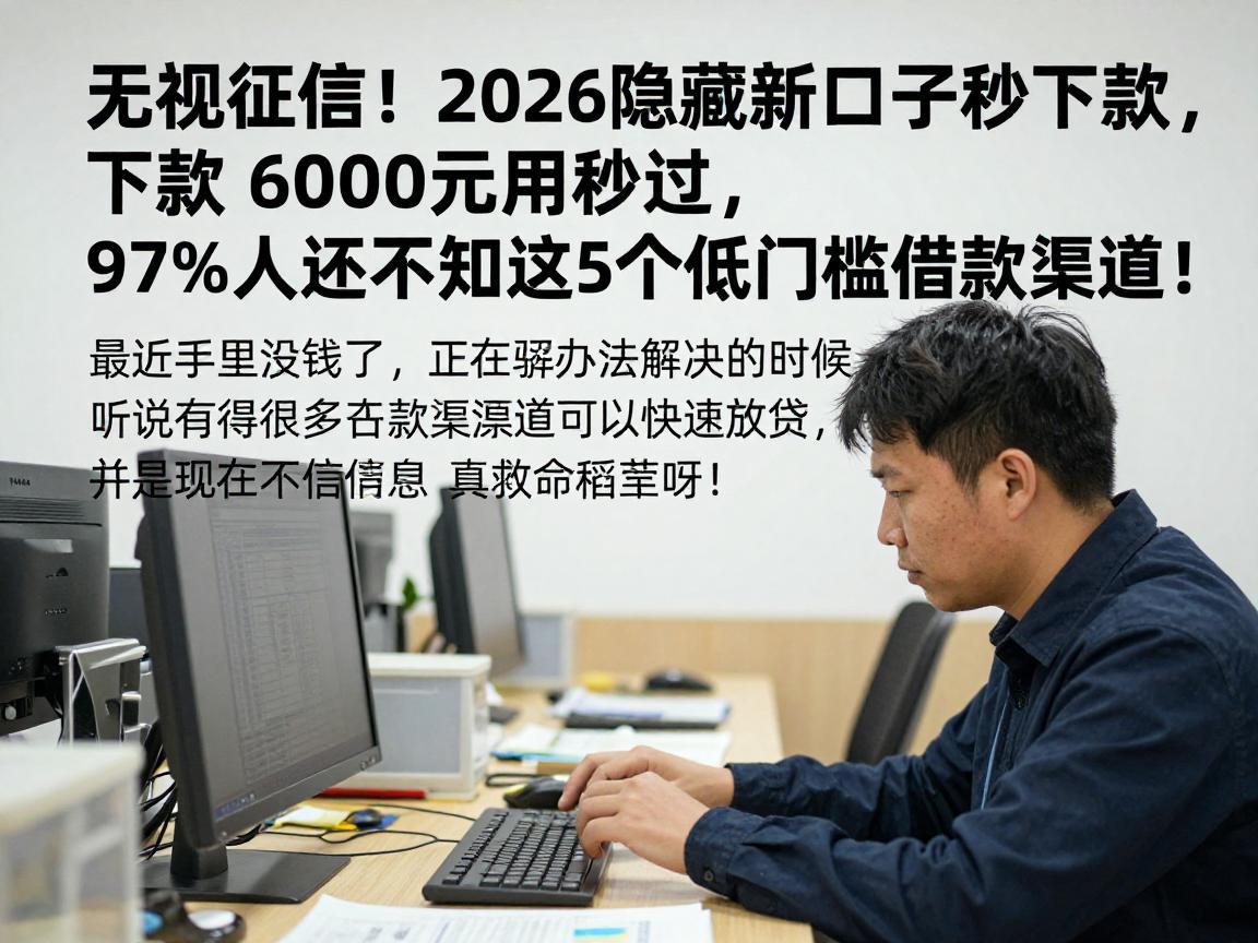 无视征信！2026隐藏新口子秒下款，6000元急用秒过，97%人还不知这5个低门槛借款渠道！