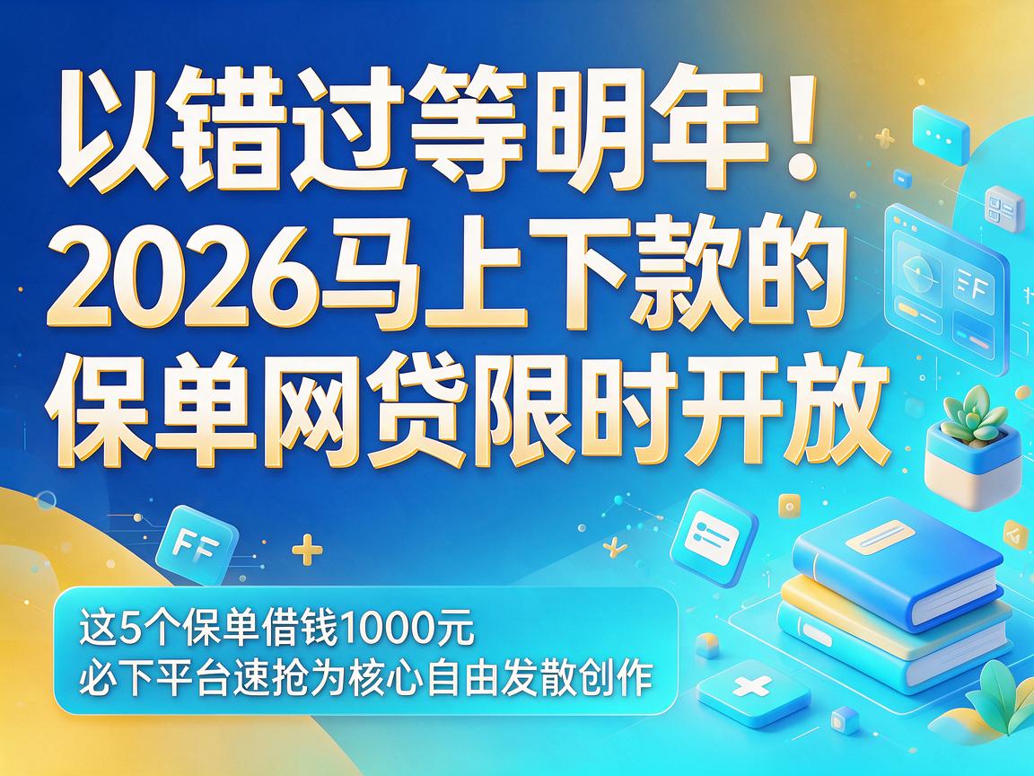 错过等明年！2026马上下款的保单网贷限时开放，这5个保单借钱1000元必下平台速抢