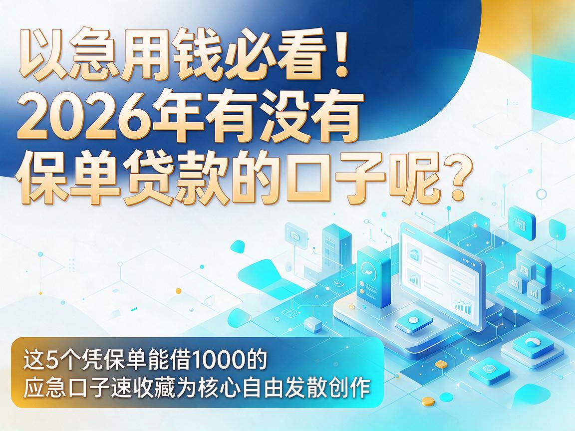 急用钱必看！2026年有没有保单贷款的口子呢？这5个凭保单能借1000的应急口子速收藏