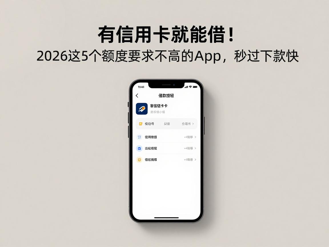 有信用卡就能借!2026这5个额度要求不高的借钱App,秒过下款快