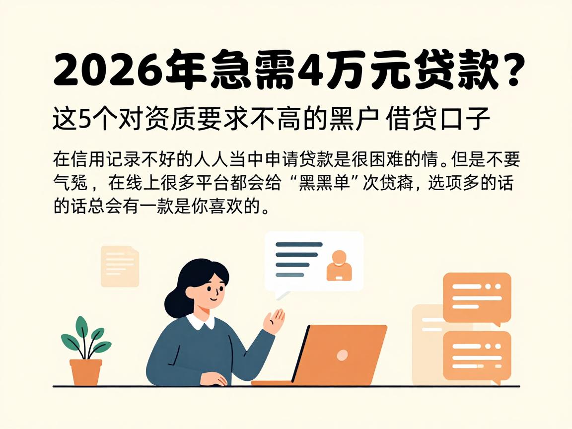 黑户必看！2026年急需4万元贷款？这5个对资质要求不高的黑户借钱口子抓紧了解