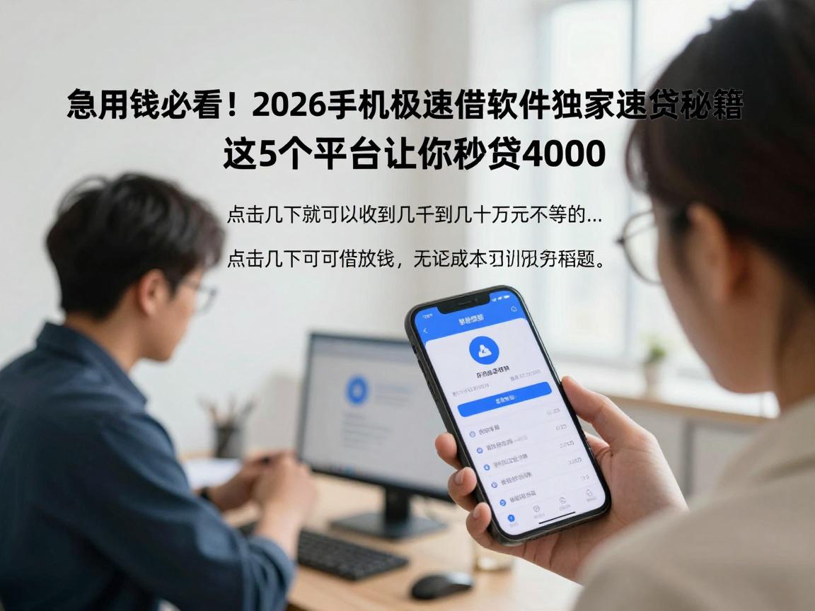 急用钱必看！2026手机极速借钱软件独家速贷秘籍，这5个平台让你秒借4000