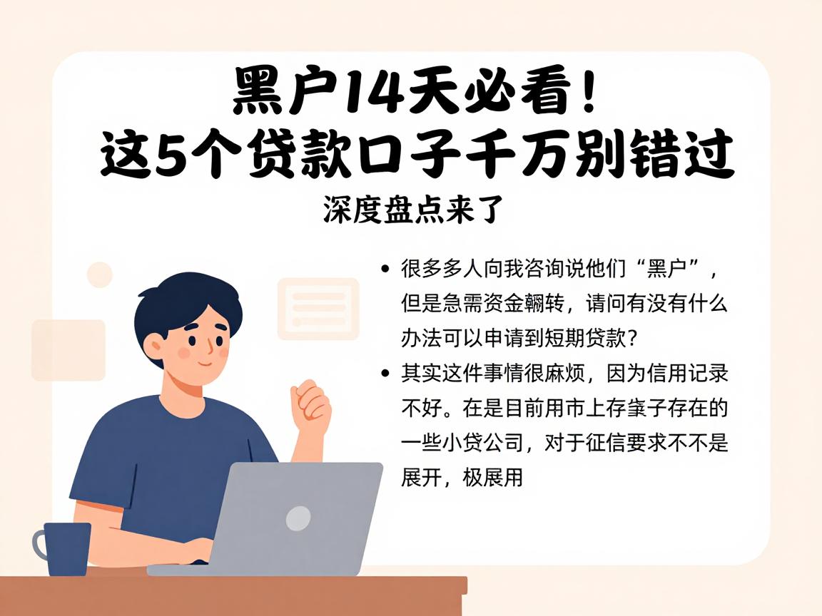 黑户14天必看！这5个贷款口子千万别错过，深度盘点来了！