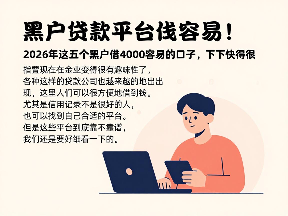 黑户贷款平台借钱容易!2026年这五个黑户借4000容易的口子,下款快得很