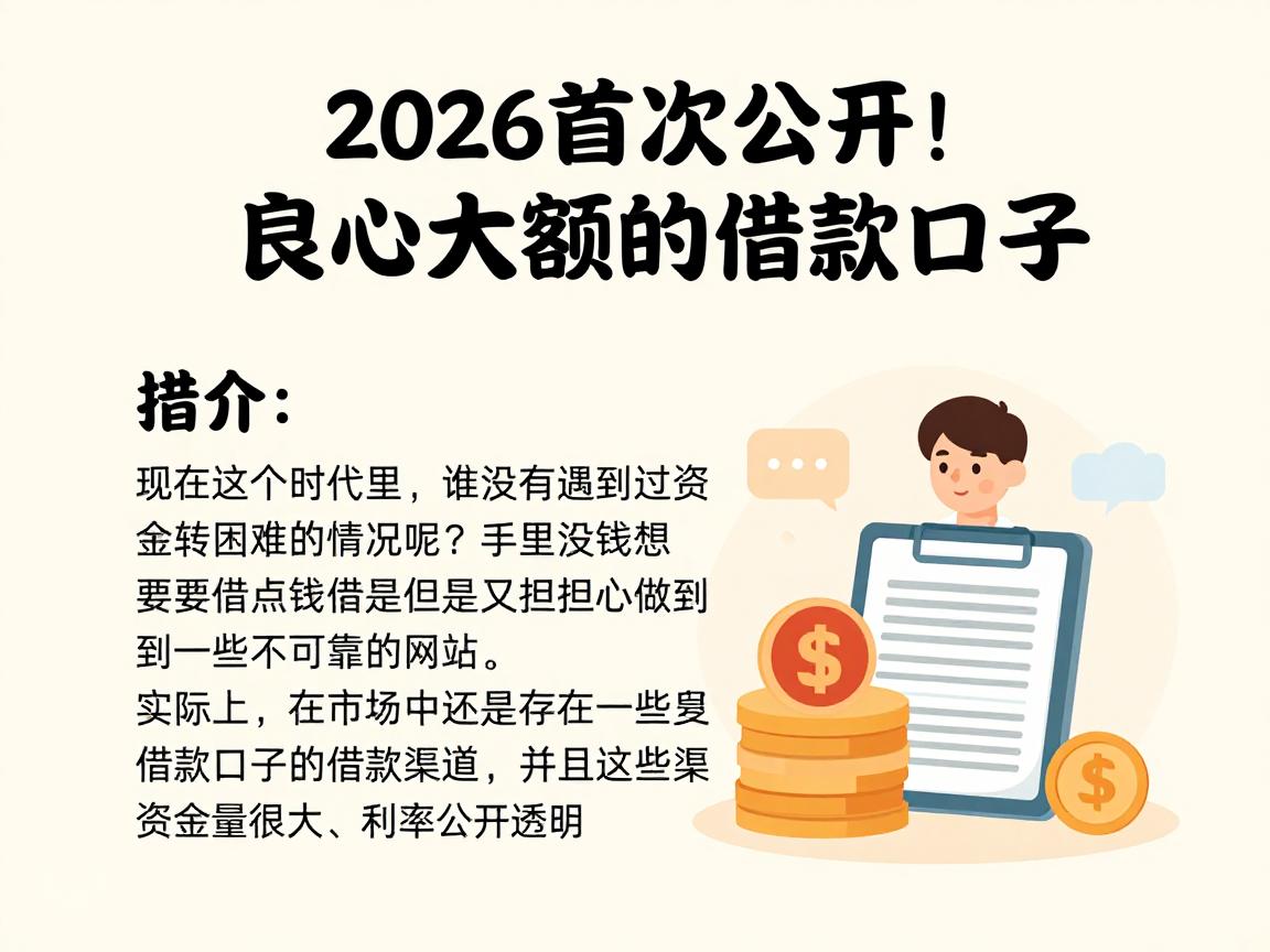 2026首次公开！这五个良心大额的借款口子，用过都认可