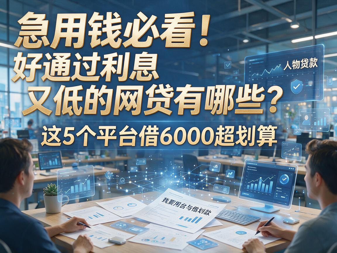 急用钱必看！好通过利息又低的网贷有哪些？这5个平台借6000超划算