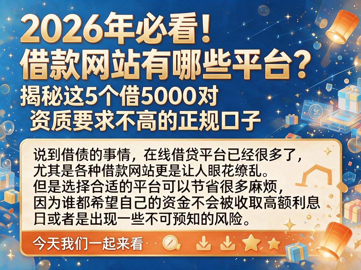 2026年必看!借款网站有哪些平台?揭秘这5个借5000对资质要求不高的正规口子