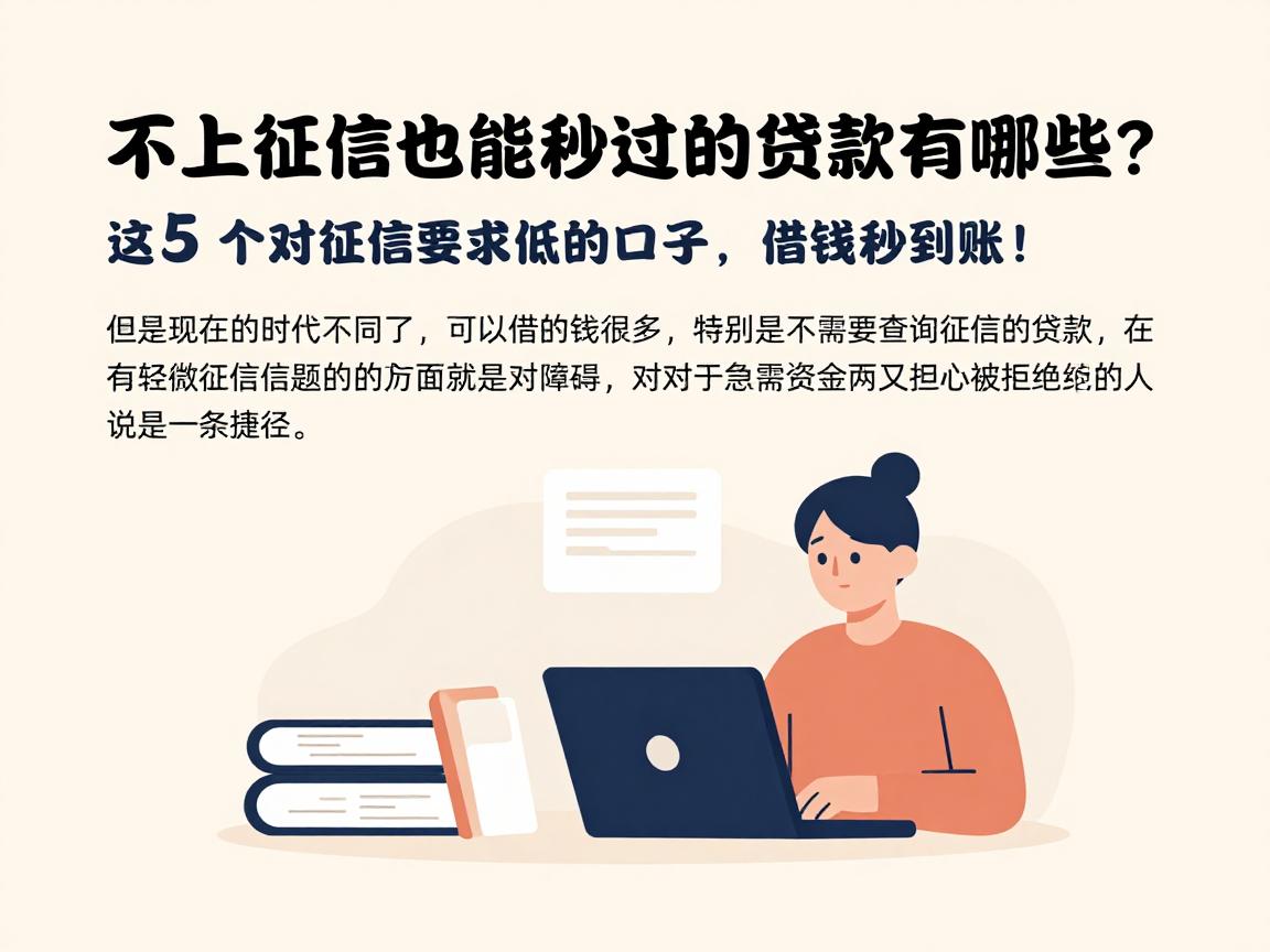 不上征信也能秒过的贷款有哪些？这5个对征信要求低的口子，借钱秒到账！