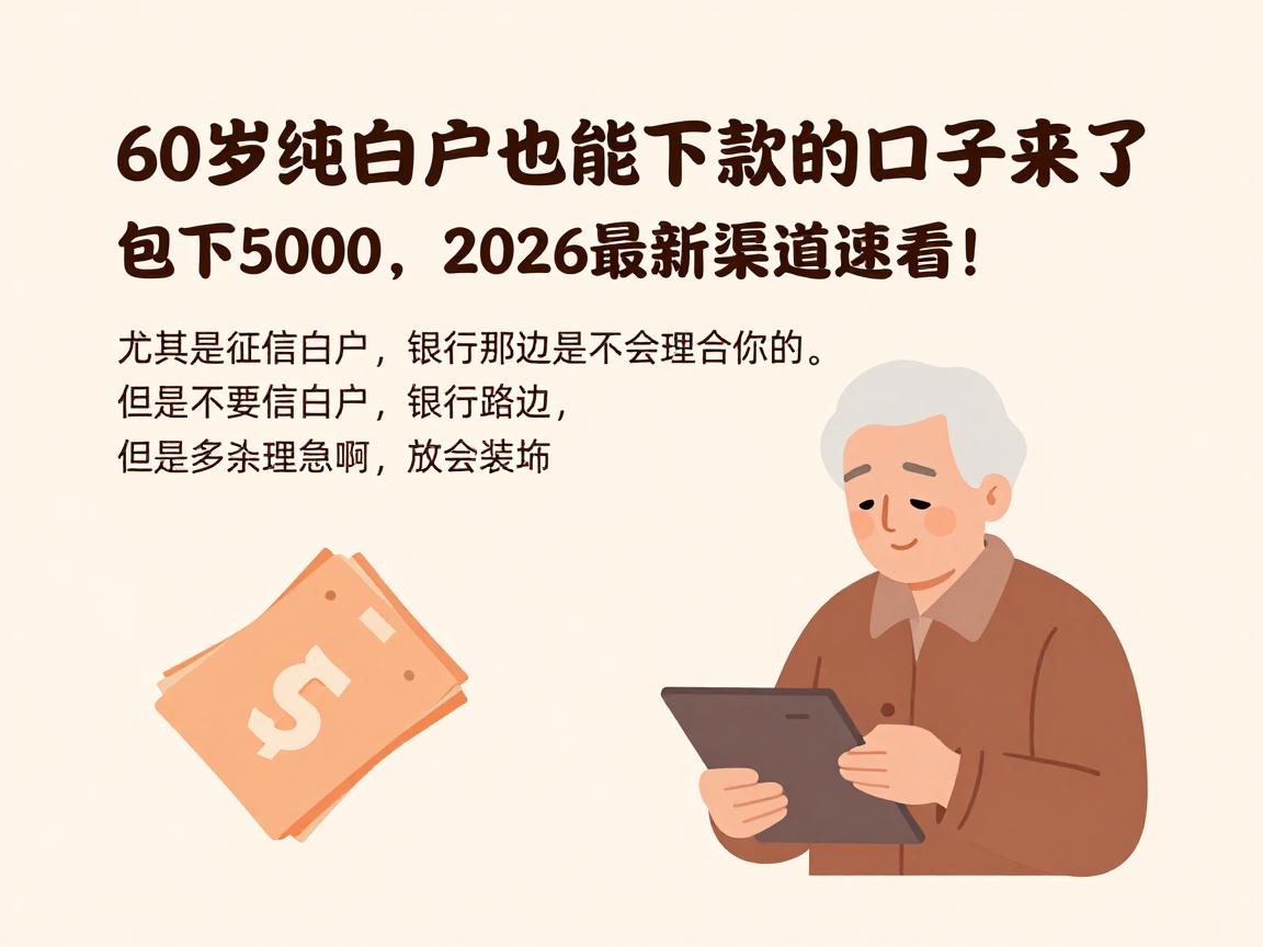 60岁纯白户也能下款的口子来了,包下5000,2026最新渠道速看!