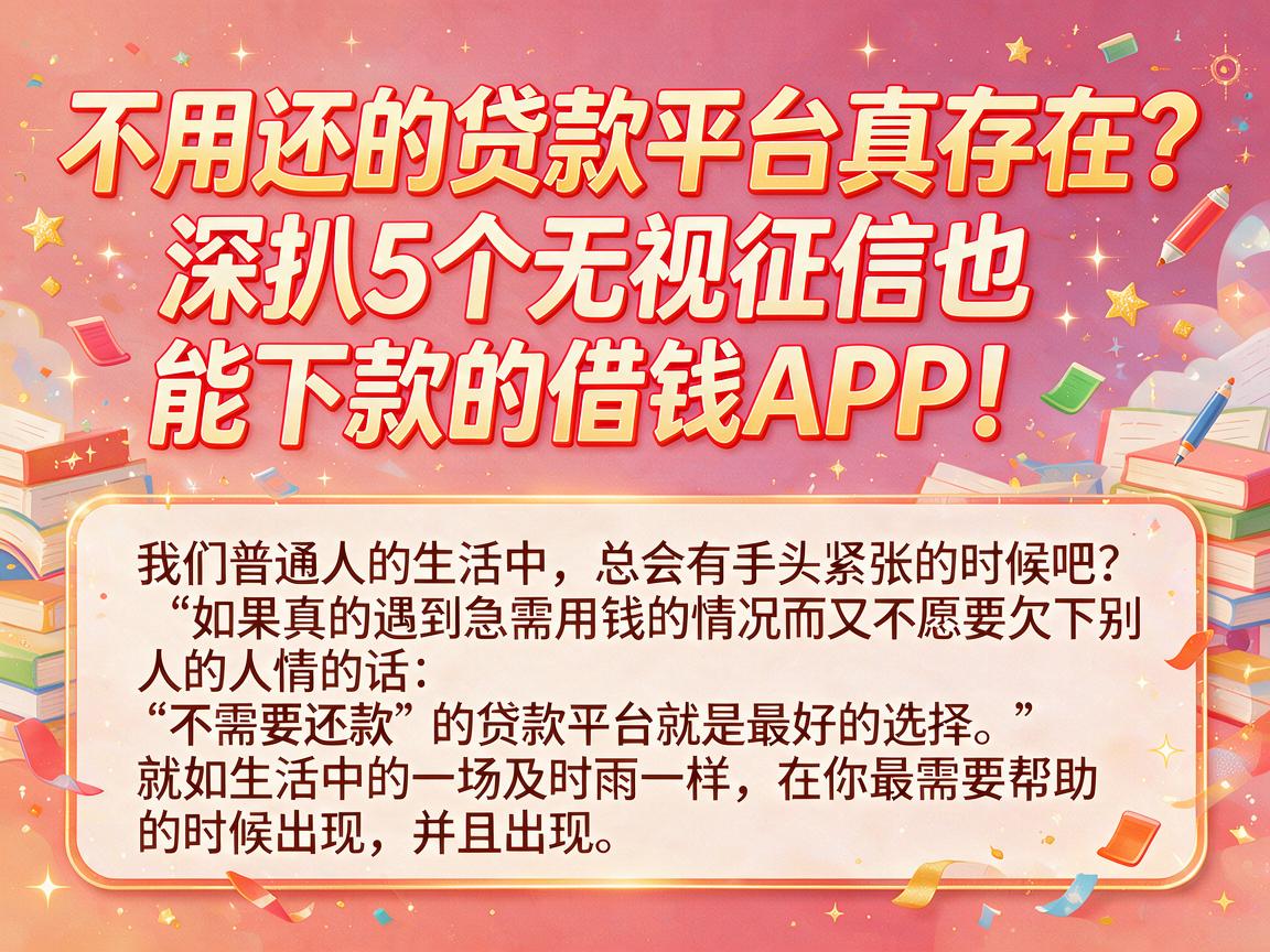 不用还的贷款平台真存在？深扒5个无视征信也能下款的借钱APP！