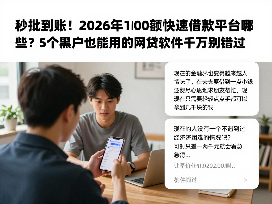 秒批到账!2026年1000元小额快速借款平台有哪些?这5个黑户也能用的网贷软件千万别错过