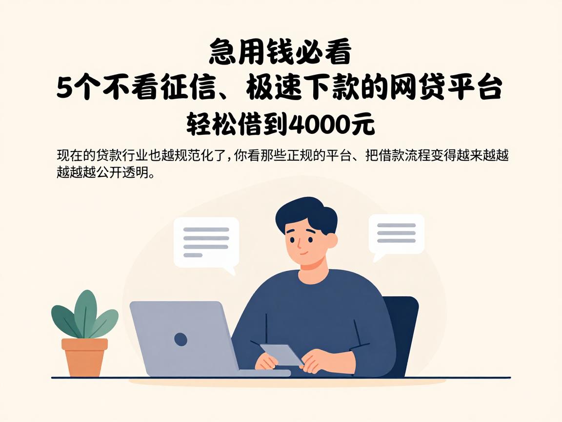 急用钱必看！5个不看征信、极速下款的网贷平台，轻松借到4000元