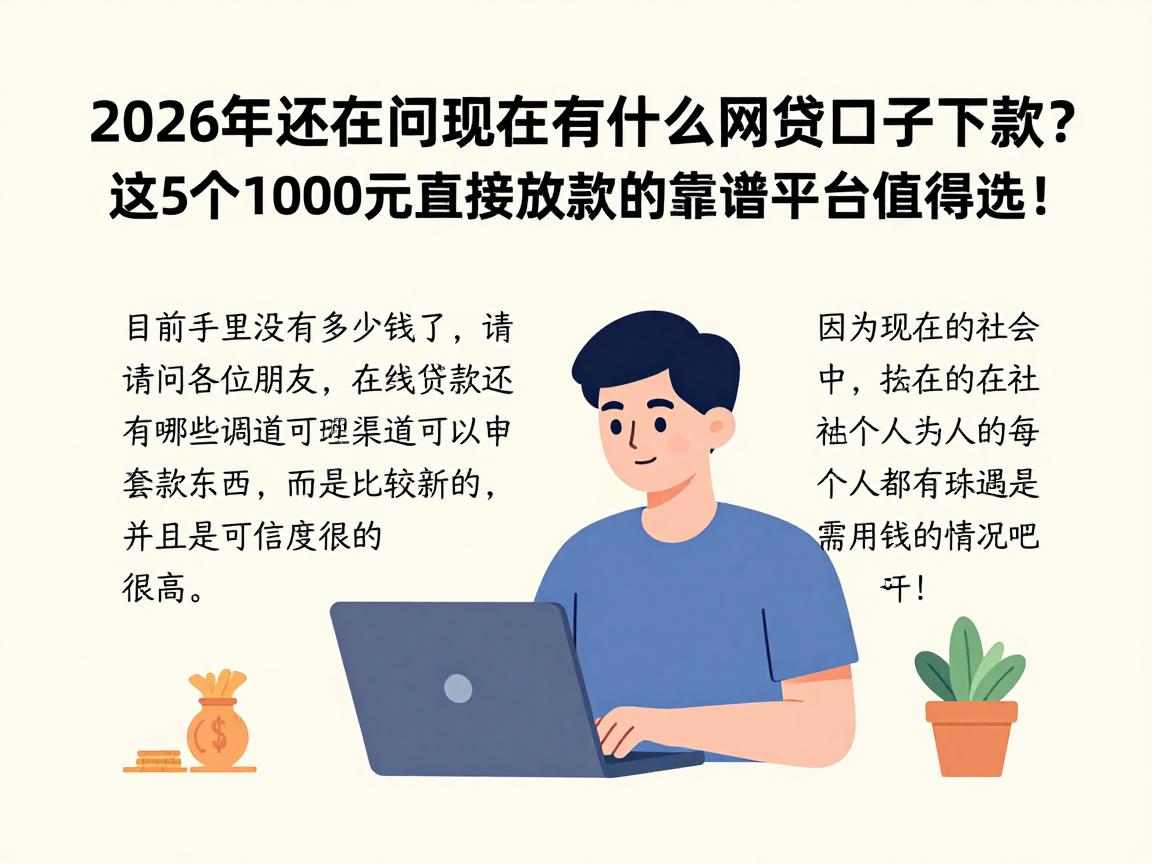 2026年还在问现在还有什么网贷口子下款？这5个1000元直接放款的靠谱平台值得选！