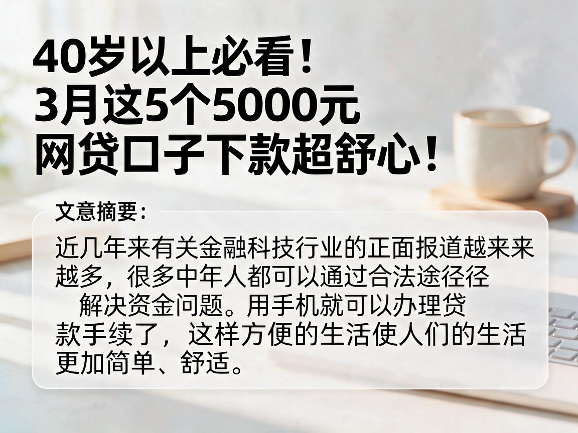 40岁以上必看！3月这5个5000元网贷口子下款超舒心