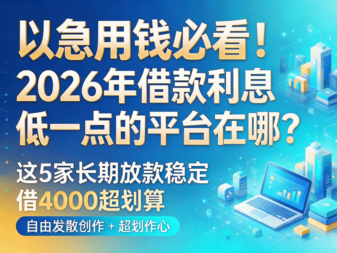 急用钱必看!2026年借款利息低一点的平台在哪?这5家长期放款稳定,借4000超划算