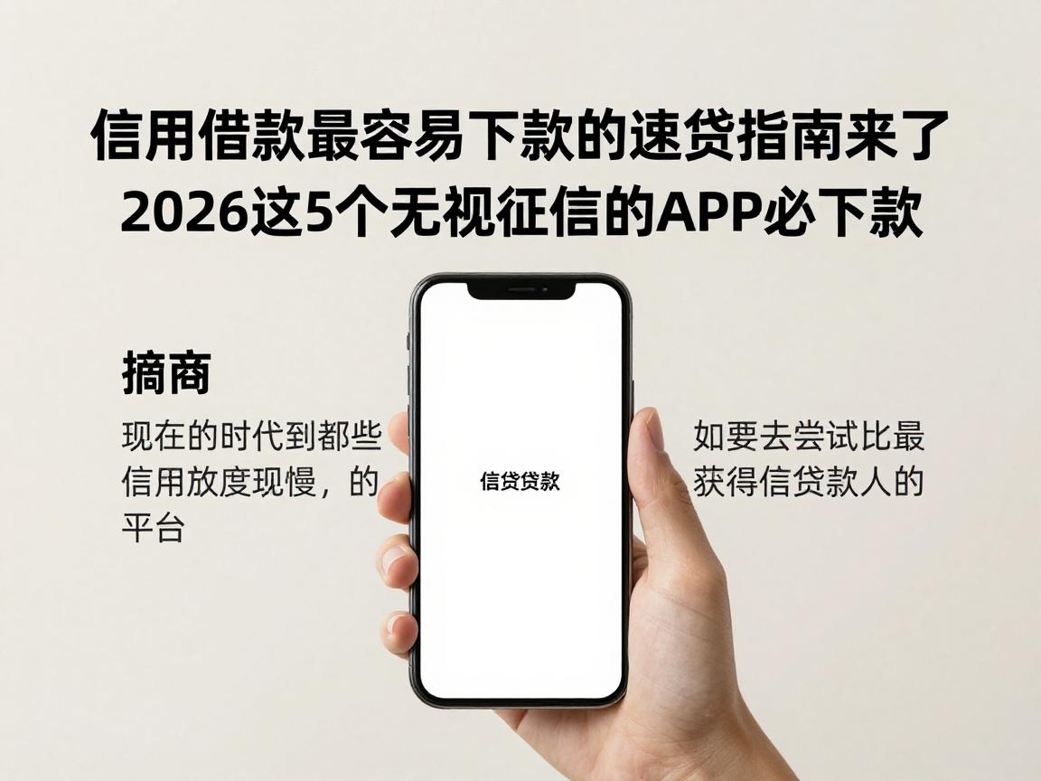 信用借款最容易下款的速贷指南来了!2026这5个无视征信的APP必下款