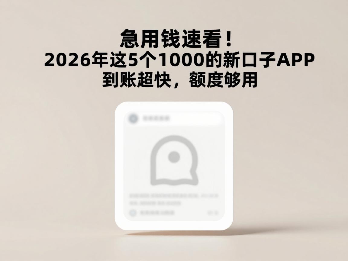 急用钱速看!2026年这5个1000的新口子APP到账超快,额度够用
