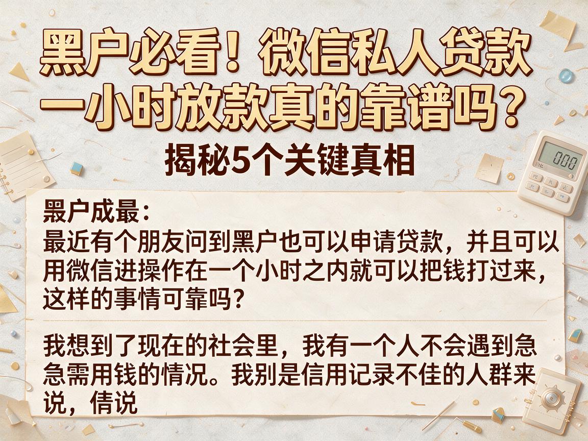 黑户必看！微信私人贷款一小时放款真的靠谱吗？揭秘5个关键真相