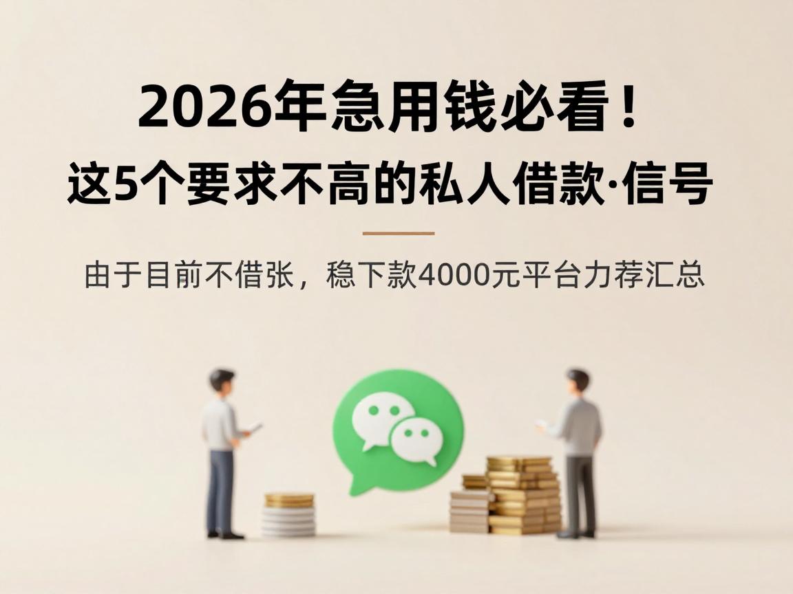 2026年急用钱必看！这5个要求不高的私人借款微信号，稳下款4000元平台力荐汇总