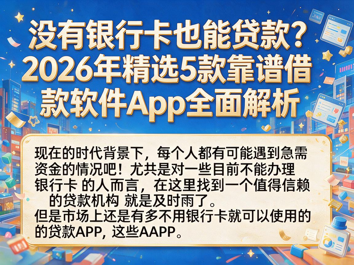 没有银行卡也能贷款？2026年精选5款靠谱借款软件App全面解析