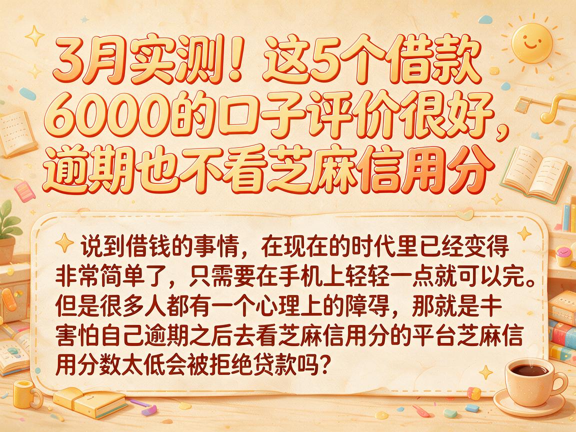 3月实测！这5个借款6000的口子评价很好，逾期也不看芝麻信用分
