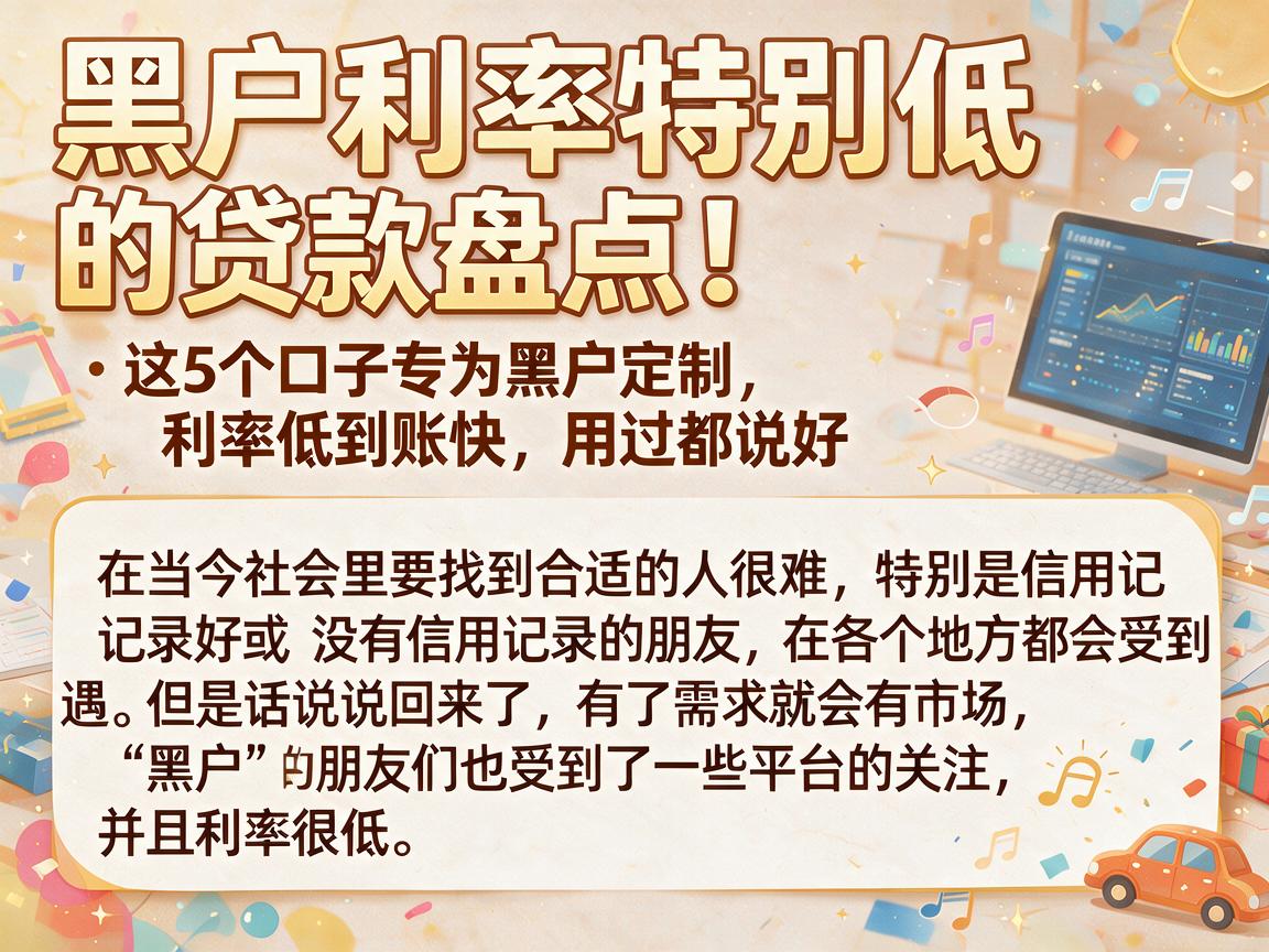 黑户利率特别低的贷款盘点!这5个口子专为黑户定制,利率低到账快,用过都说好