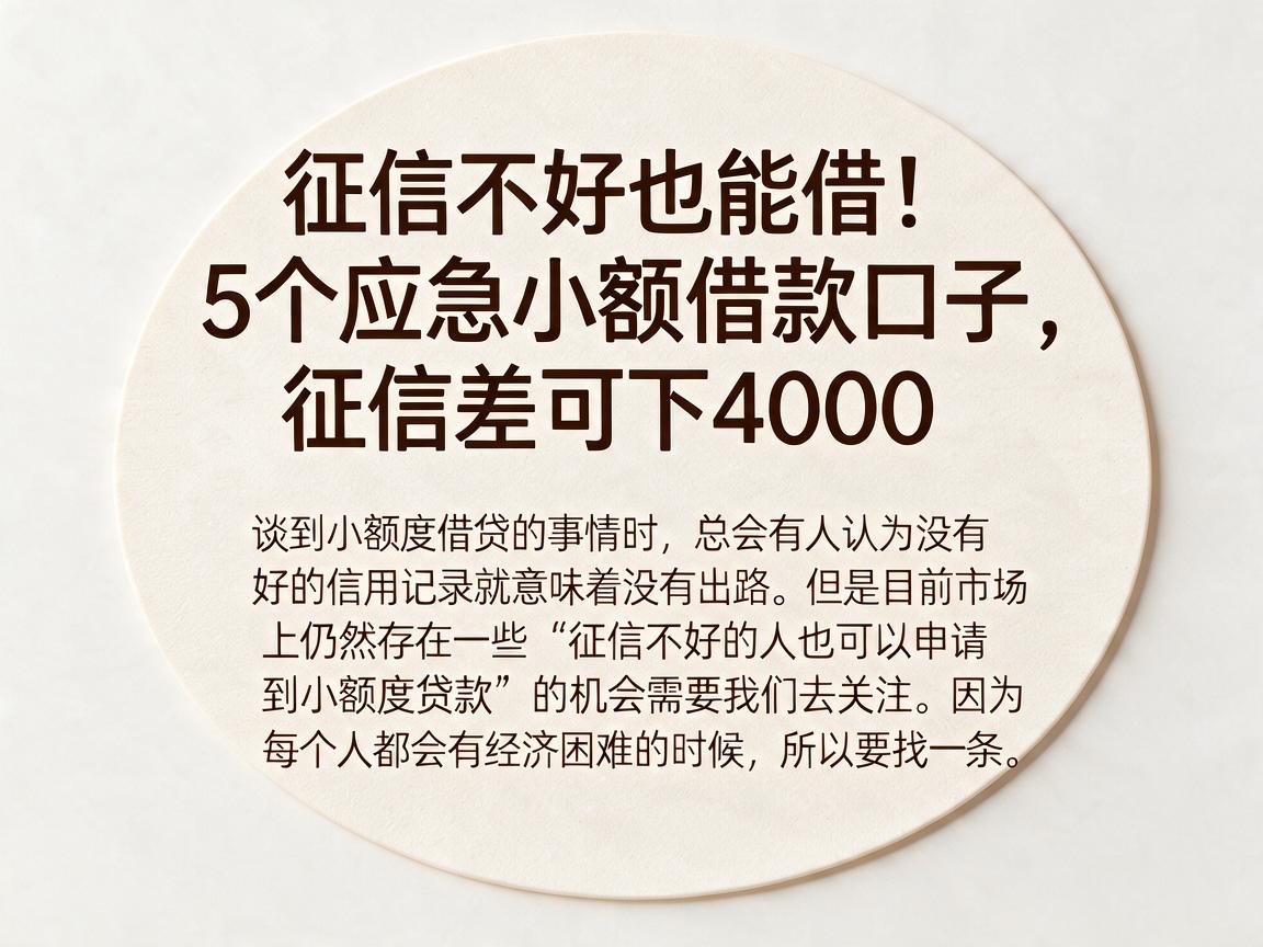 征信不好也能借！5个应急小额借款口子，征信差可下4000