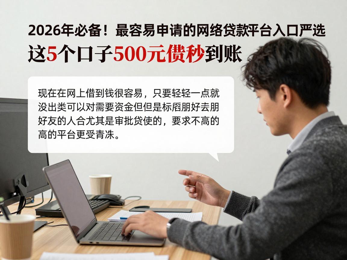 2026年必备！最容易申请的网络贷款平台入口严选，这5个口子500元借款秒到账
