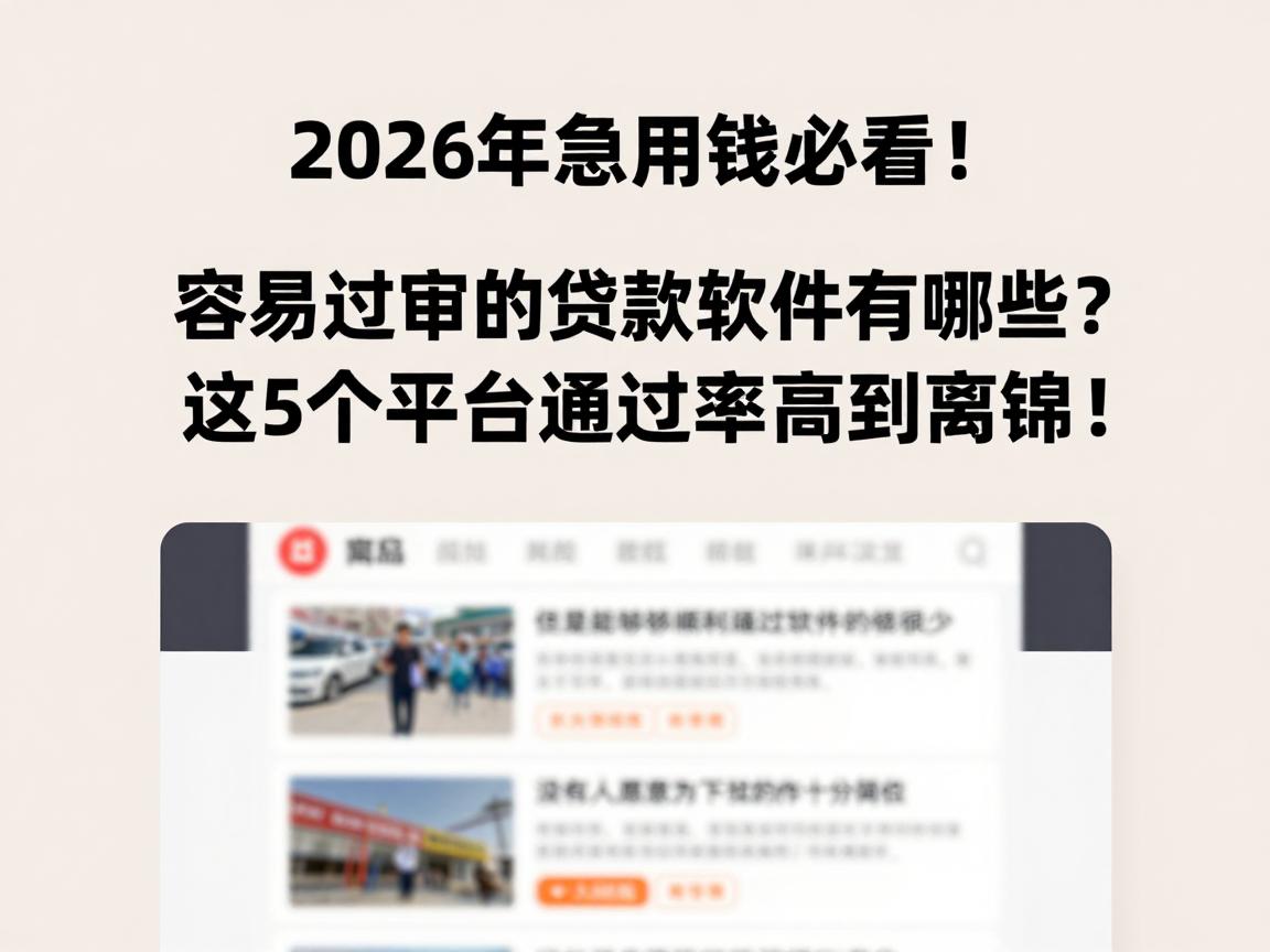 2026年急用钱必看！容易过审的贷款软件有哪些？这5个平台通过率高到离谱！