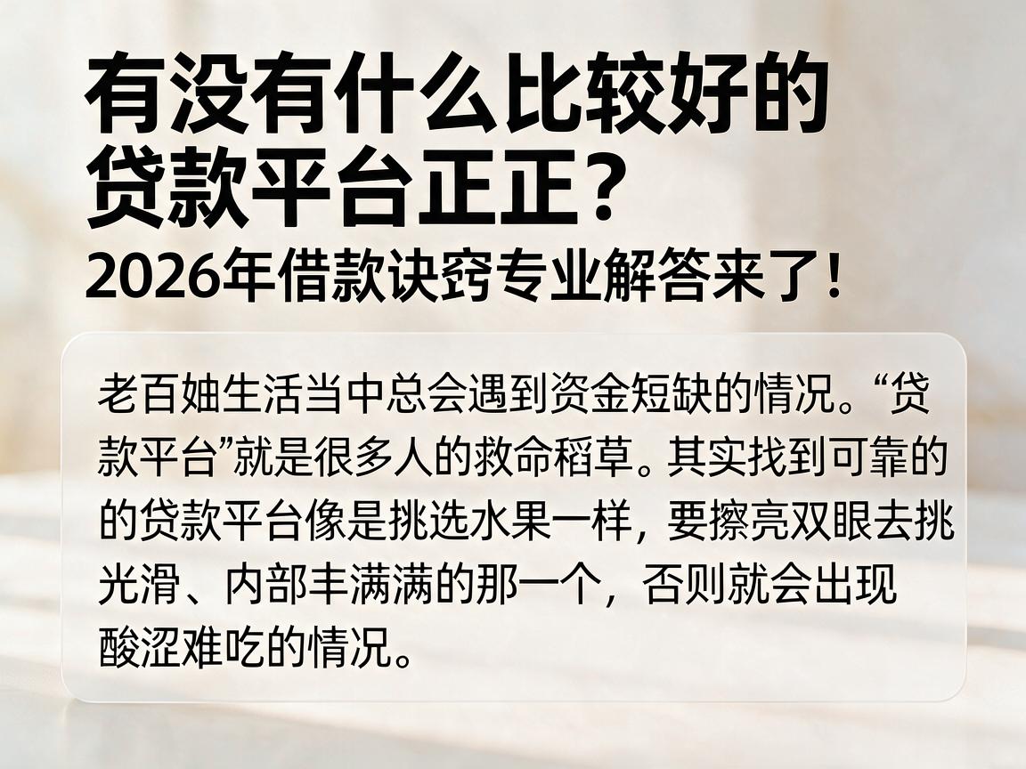 有没有什么比较好的贷款平台正规?2026年借款诀窍专业解答来了!