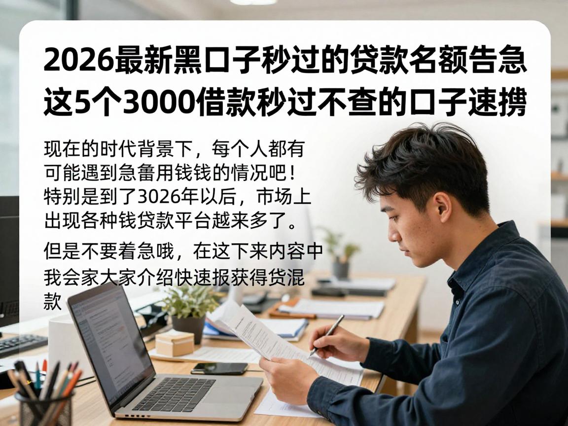 2026最新黑口子秒过的贷款名额告急!这5个3000借款秒过不查的口子速撸