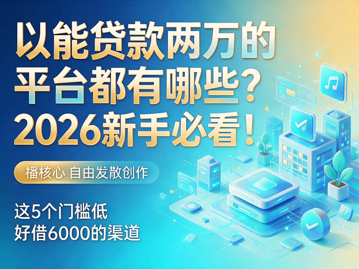 能贷款两万的平台都有哪些？2026新手必看！这5个门槛低、好借6000的渠道一并整理
