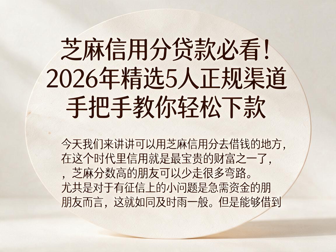 芝麻信用分贷款必看！2026年精选5大正规渠道，手把手教你轻松下款