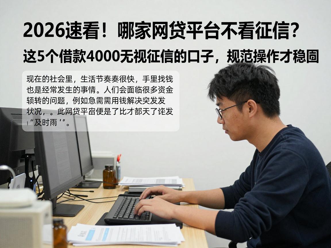2026速看！哪家网贷平台不看征信？这5个借款4000无视征信的口子，规范操作才稳妥