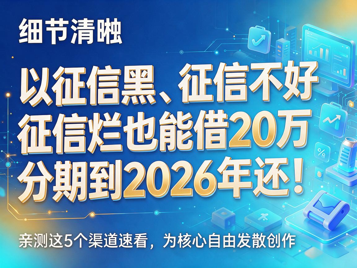 征信黑、征信不好、征信烂也能借20万，分期到2026年还！亲测这5个渠道速看