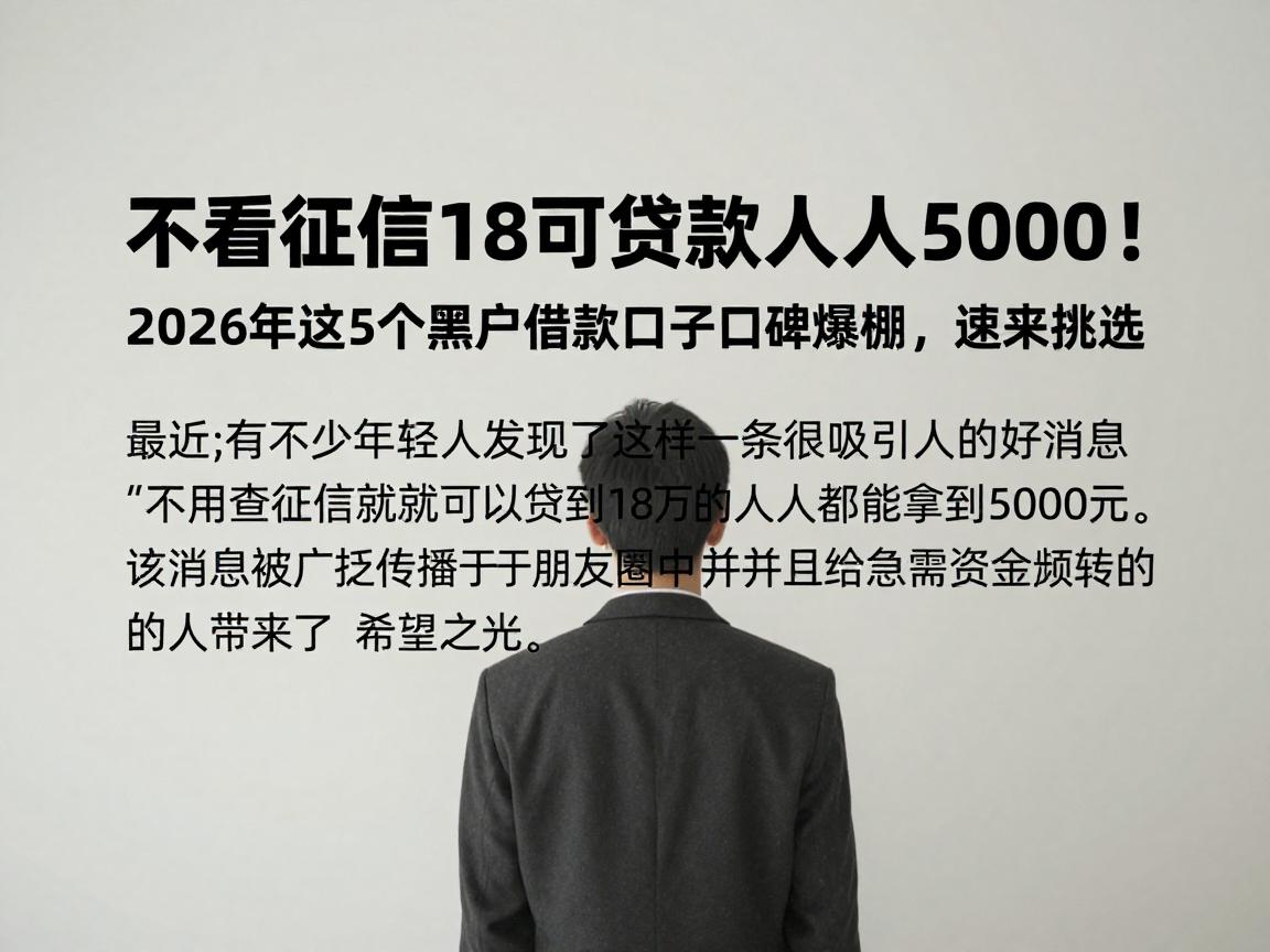 不看征信18可贷款人人5000！2026年这5个黑户借款口子口碑爆棚，速来挑选