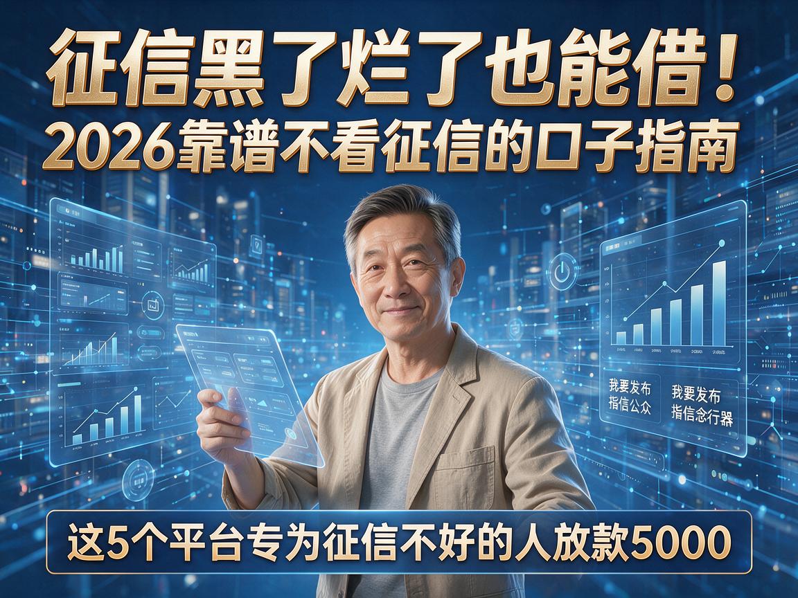 征信黑了烂了也能借！2026靠谱不看征信的口子指南，这5个平台专为征信不好的人放款5000