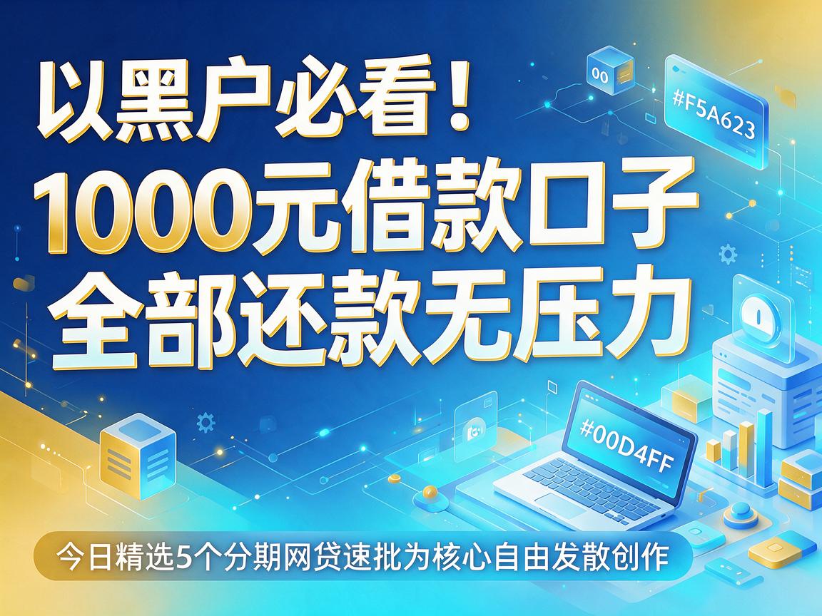 黑户必看！1000元借款口子全部还款无压力，今日精选5个分期网贷速批
