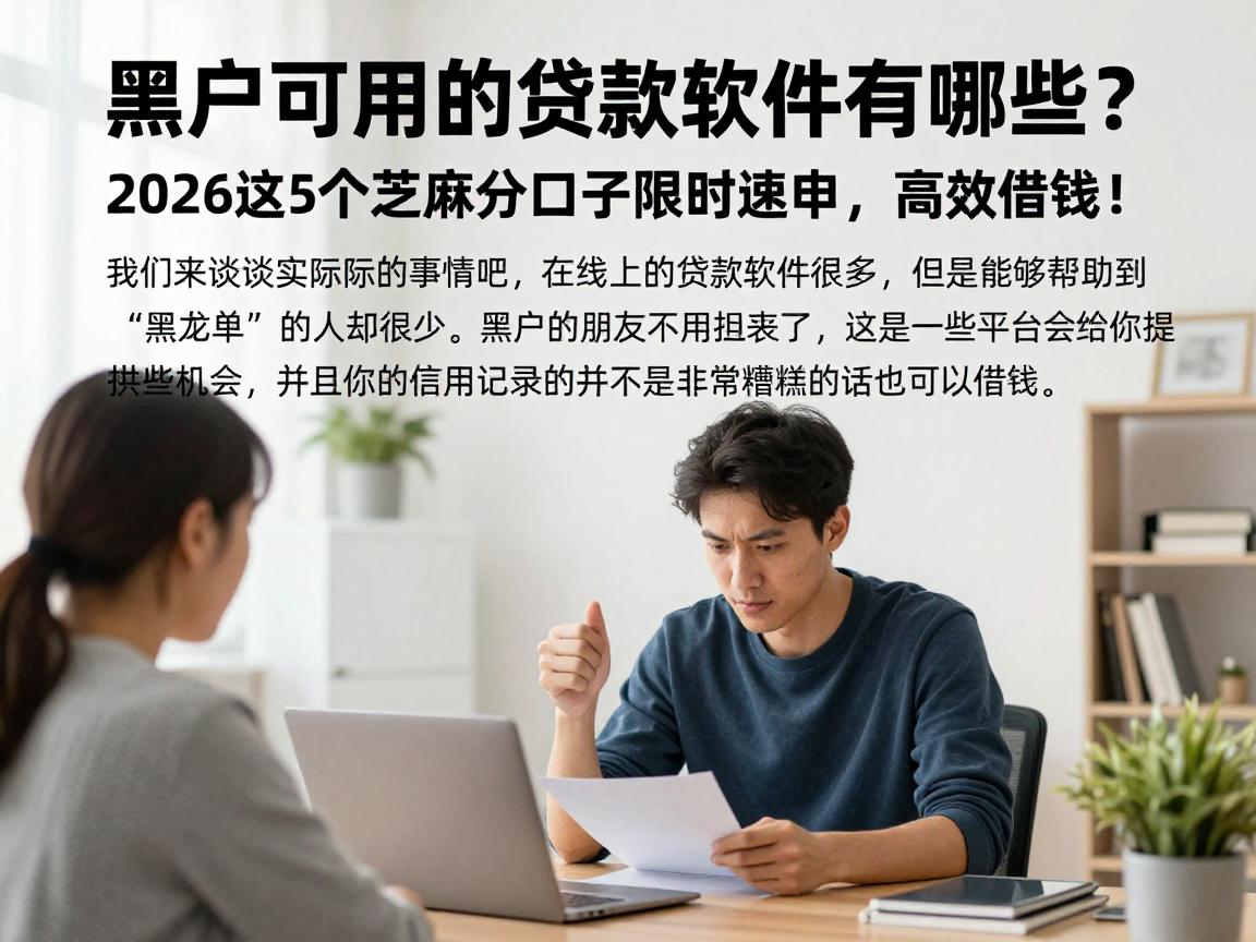 黑户可用的贷款软件有哪些？2026这5个芝麻分口子限时速申，高效借钱！