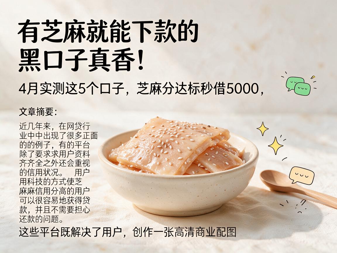 有芝麻就能下款的黑口子真香！4月实测这5个口子，芝麻分达标秒借5000