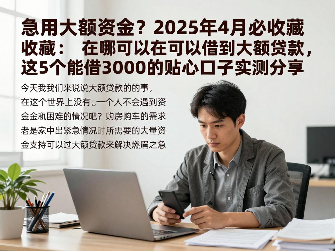 急用大额资金？2025年4月必收藏：在哪可以借到大额贷款，这5个能借3000的贴心口子实测分享