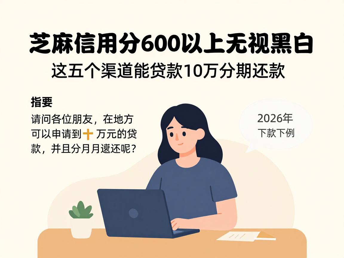 芝麻信用分600以上无视黑白!这五个渠道能贷款10万分期还款(附2026年真实下款案例)