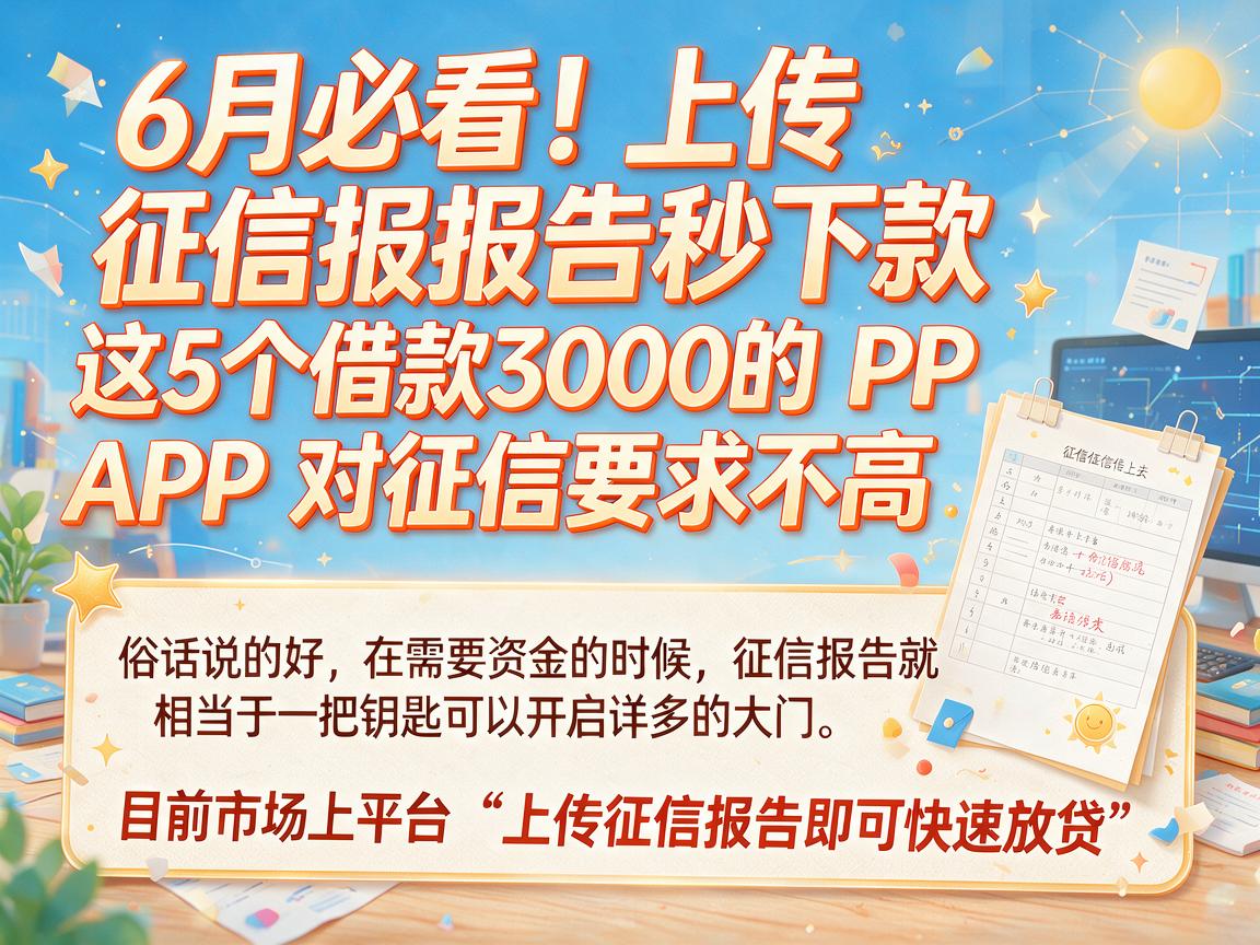 6月必看!上传征信报告秒下款,这5个借款3000的APP对征信要求不高