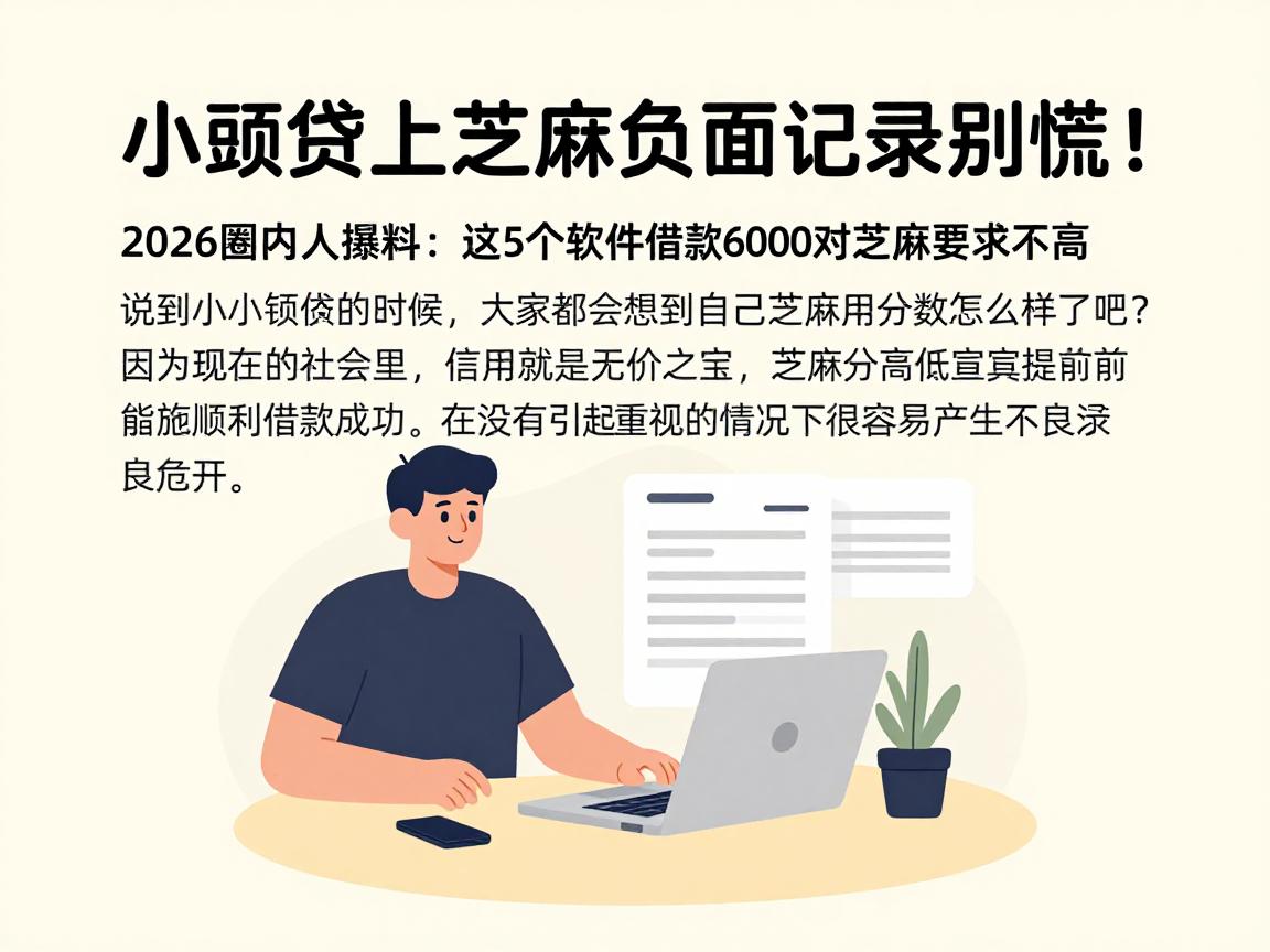 小额贷上芝麻负面记录别慌！2026圈内人爆料：这5个软件借款6000对芝麻要求不高