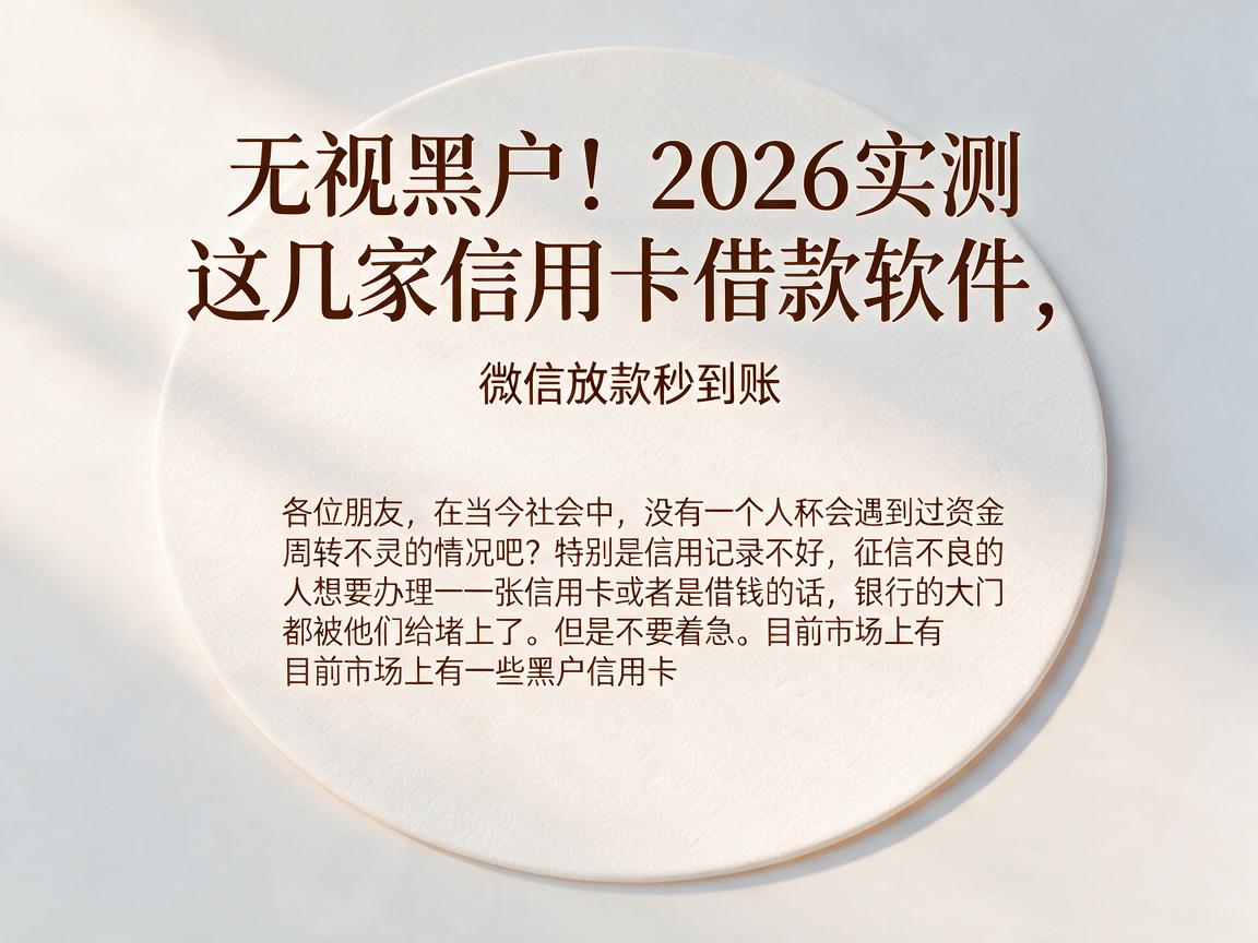 无视黑户！2026实测这几家信用卡借款软件，微信放款秒到账