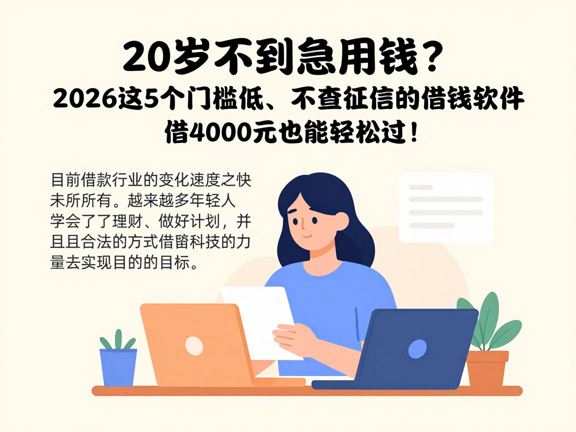 20岁不到急用钱？2026这5个门槛低、不查征信的借钱软件，借4000元也能轻松过！